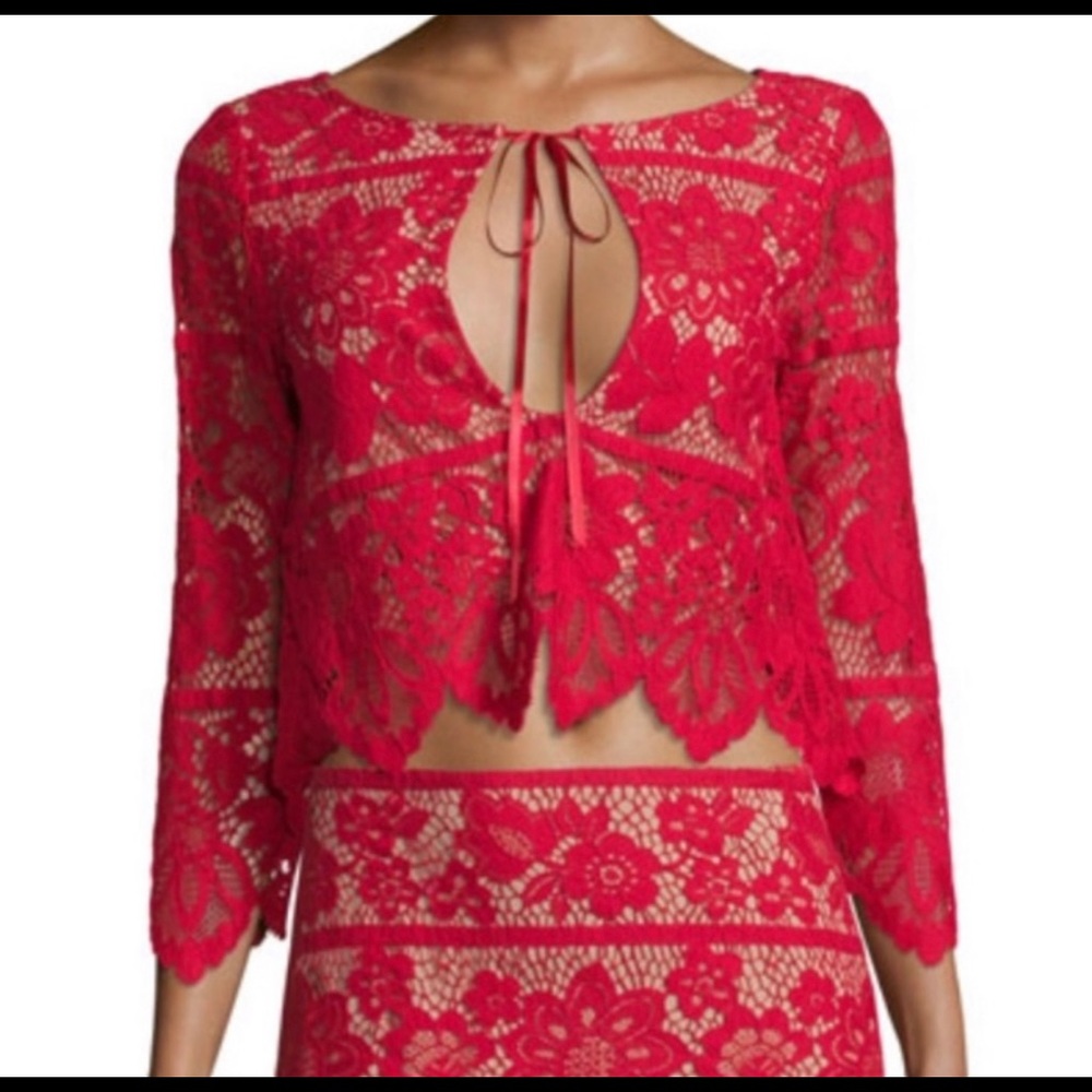 FOR LOVE AND LEMONS - GIANNI CROP TOP - FIRE RED - SIZE MEDIUM